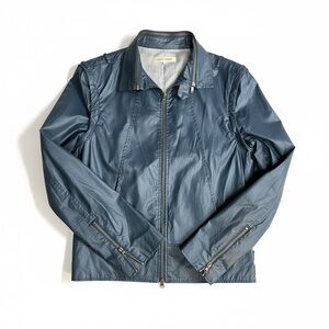 Shades of Greige by Micah Cohen Convertible Jacket - Blue Coated Canvas/Vegan Le